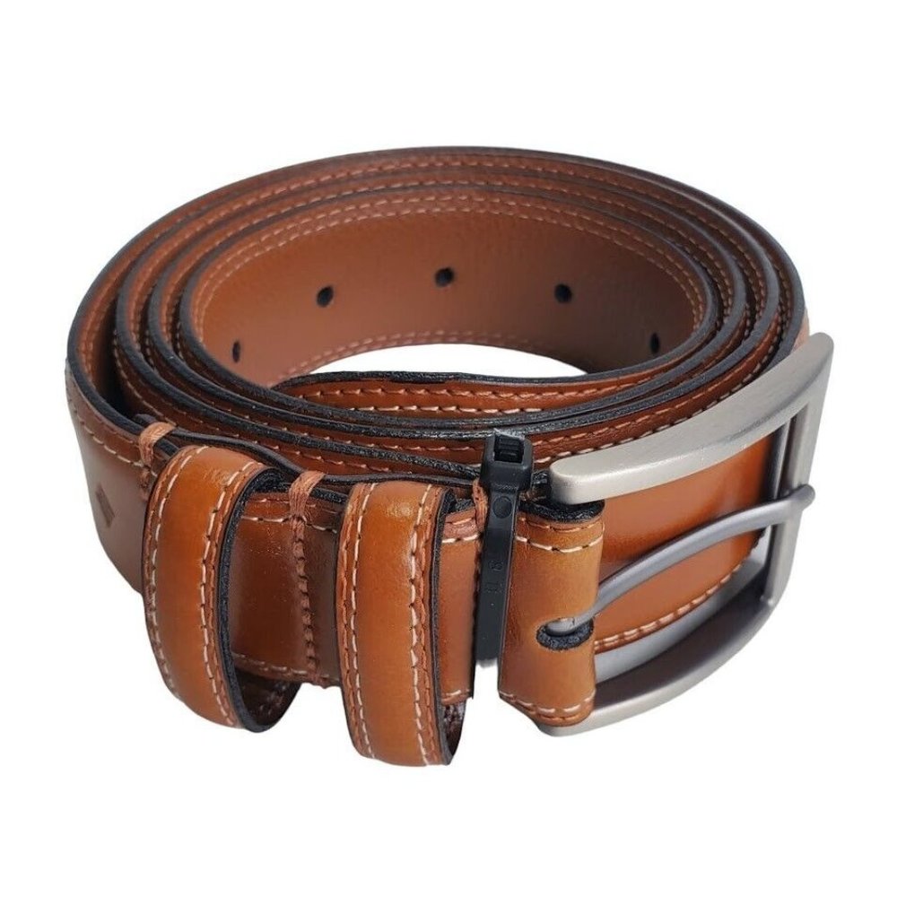Joseph Abboud Camel Tan Leather Men's Dress Belt 40/100 Brushed Nickle Buckle
